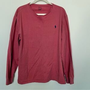 Polo by Ralph Lauren Long Sleeve Crewneck Tee - Rose Red with Navy Pony